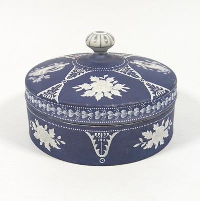 Vintage Noritake Kobaltblau & Weiß Relief bedeckt Schmuckschale   Schmuckkästchen 