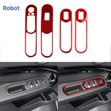 Red Carbon Fiber Window Lift Switch Panel For Mini Cooper Countryman F60 17-23