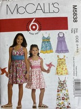 Sewing Pattern McCall’s M5838 Dresses Size 3, 4, 5, 6