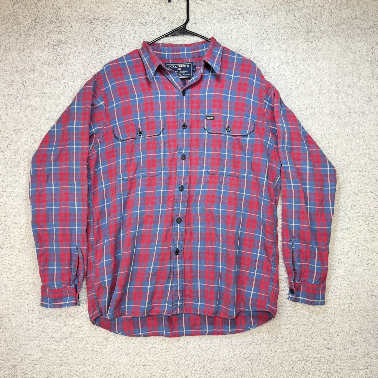 VTG 90s Polo Sport Sportsman Ralph Lauren Red Plaid Flannel Shirt Men’s Medium