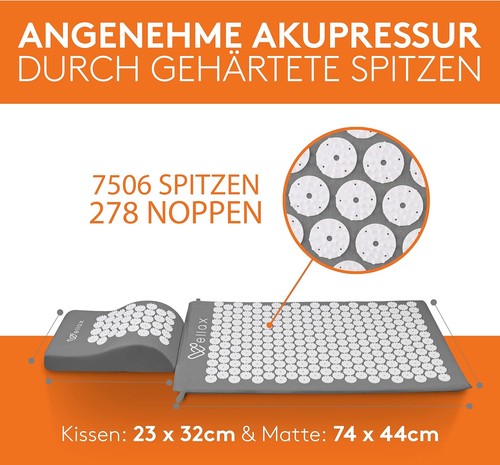 Wellax Akupressurmatte mit Kissen – Original, Kokosfasern, Verspannungen lösen - Picture 2 of 9