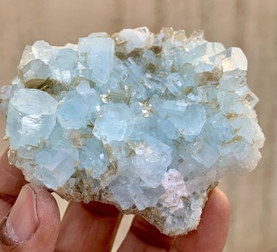149g Aesthetic Aquamarine Crystals Bunch with Muscovite - Specimen From Nagar
