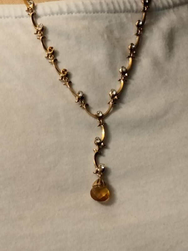 Rhinestone Necklace Signed N R