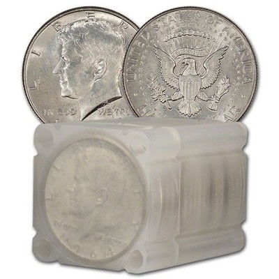 90% Silver 1964 Kennedy Half Dollars - BU - Roll of 20 - $10 Face Value
