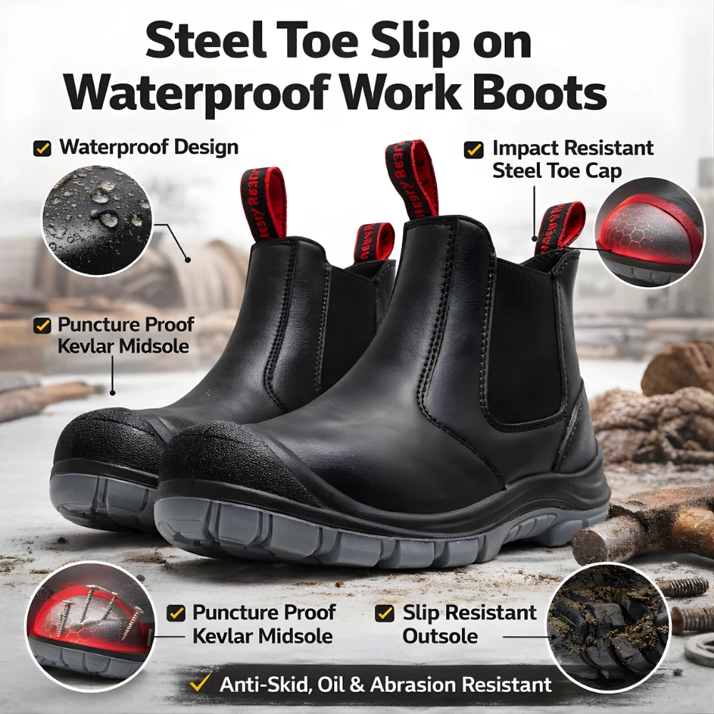 Mens Steel Toe Work Boots Slip On Waterproof Slip Resistant Chelsea Safety Shoes
Opens in a new wind