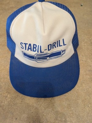 Vintage Stabil-Drill Trucker Hat Reynolds USA Snapback Cap 80s Blue White Mesh