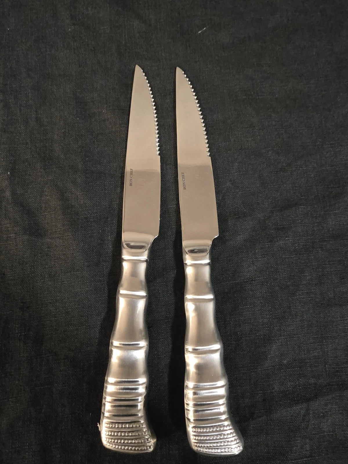 2 X Bon Chef S934 Stainless Steel Kobe Steak Knife with Serration