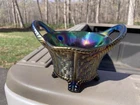 NORTHWOOD AMETHYST CARNIVAL GLASS 8-SIDED BUSHEL BASKET SIGNED N