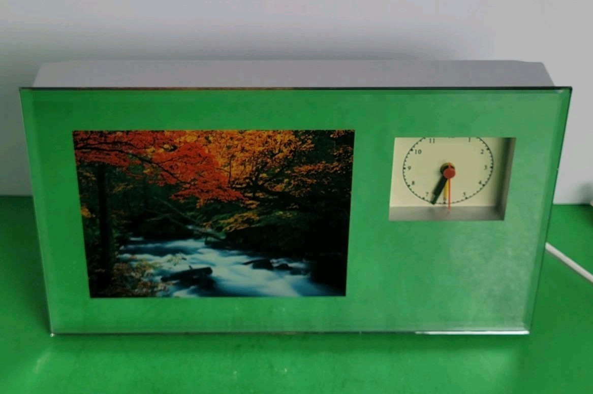 Vintage Visiontac Motion Fall Creek Scene Light Mirrored Motion Clock
