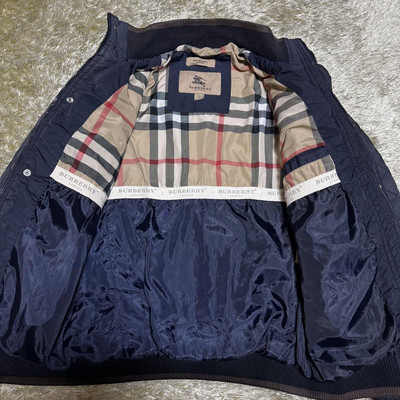 Burberry ネイビー ジャケット M Burberry Brit Navy Blue Synthetic Quilted Russell Field Jacket M