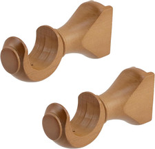 Wood Curtain Rod Brackets,Wood Color Support Bracket,Window Curtain Hooks for Cu