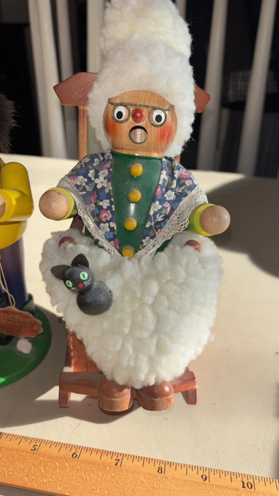 Vintage Steinbach Smoker Music Box Figurine Germany Grandma Rocking Chair