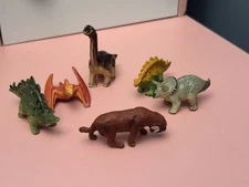 5 x Vintage Safari Ltd Dinosaur Minigifures + Inpro Hong Kong Sabre tooth tiger 