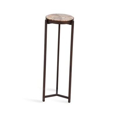  Aguilar Modern Drink Table; 9 x 9 x 23; Petrified Wood and 9x9x23 Bronze/Wood