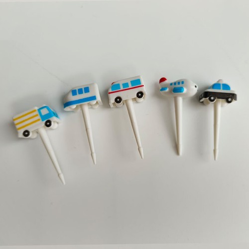 11pcs/set Mini Cartoon Car Fruit Fork Kids Dessert Bento Lunches Party Decor - Picture 11 of 12