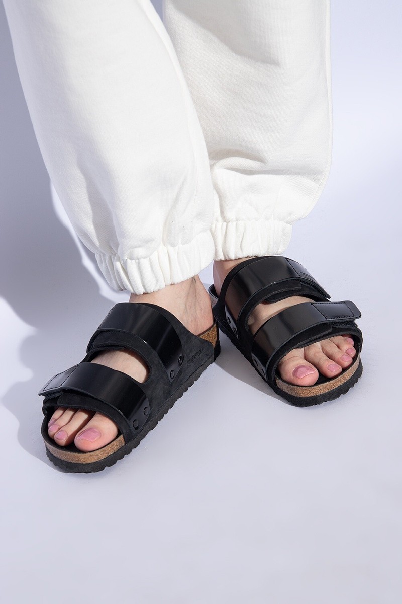 Birkenstock Uji Shine Slide Sandal Black Narrow Fit Size 5