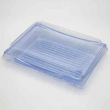 200sets Heavy Duty Blue/Black Rectangle Sushi PET Tray with Lid 9.4*5.5*2.2 inch