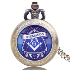 Bronze Quartz Pocket Watch Masonic Freemason Freemasonry Pendant Men Boy Gift