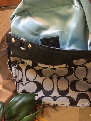 COACH Authentic F12657 Zoe Medium Hobo bag purse Grey Jacquard