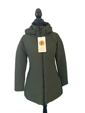 SAVE THE DUCK Womens Hooded Jacket Small 1 Animal Free NWT Pine Green $428 Coat