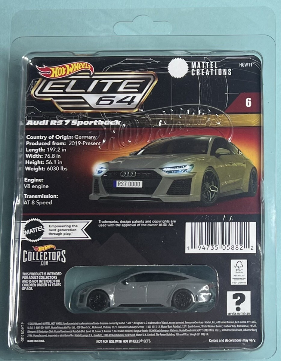 ホットウィール '21 アウディ RS7スポーツバック Hot Wheels Elite 64 Series '21 Audi RS 7 Sportback | Mattel