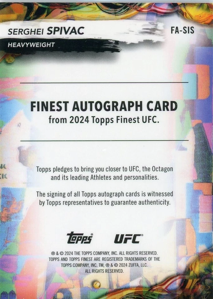 2024 Finest UFC Red Shimmer Auto SERGHEI SPIVAC No. FA-SIS! - Image 2 of 2