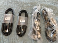 Lot of 4 USB 3.0 Type A to B Male Cables. 2 Dell and 2 Other. 6 Ft. For Printers