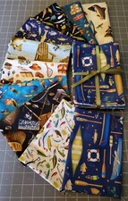 Fishing Themed 10) Pc Fat Quarter Fabric Bundle! 100% Cotton! Fast Ship! Awesome