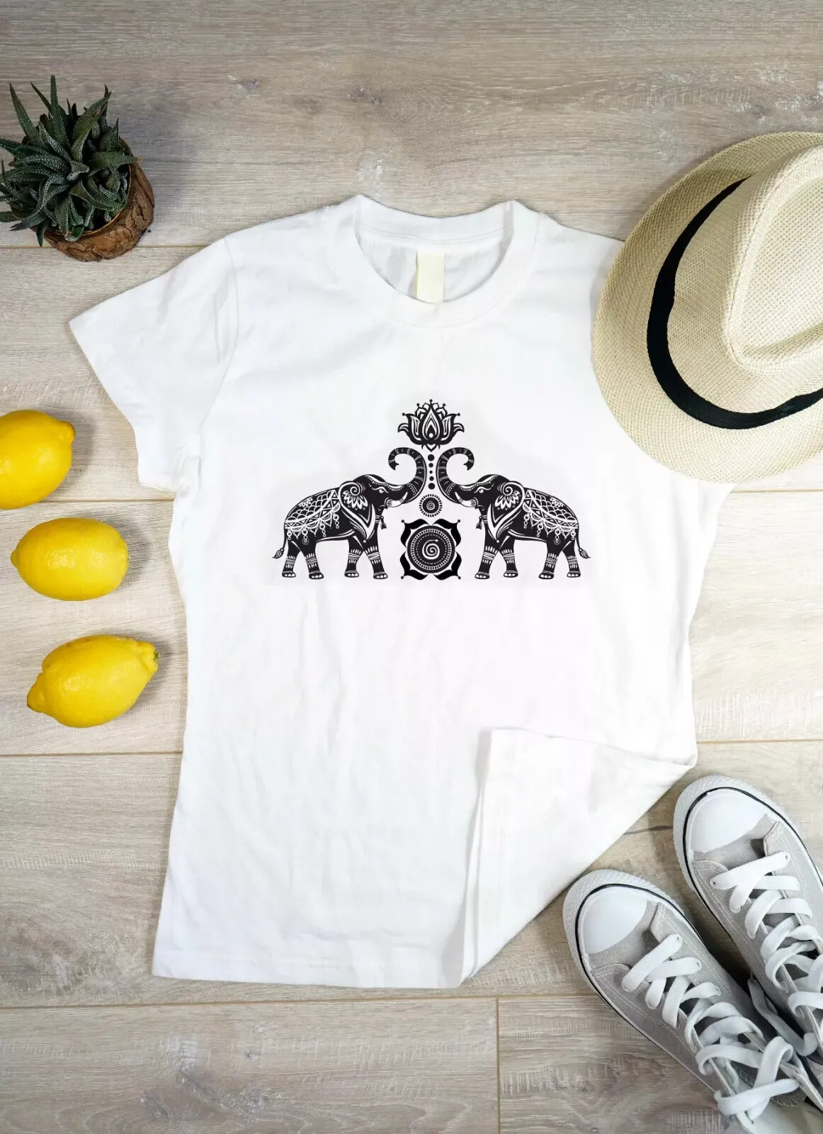 Unisex Traditional Elephant Design Printed Casual T-Shirt Premium Quality