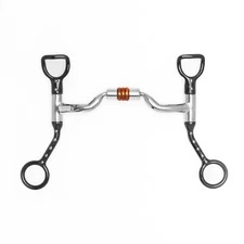 NY Tack 5" Western Silver Dotted Shank Low Port Copper Rollers Horse Curb Bit