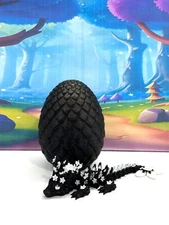3D Printed Baby Dragon in Egg, Articulated Cherry Blossom Baby Dragon Fidget Toy