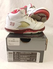 Jordan 5 Retro TD 7c Kids White Legacy Red Scarlet Fire Nike Shoes Unisex