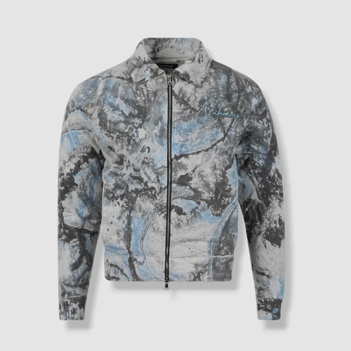 $1200 NAHMIAS Men's Grey Tye Dye Padded Zip Jacket Coat Size M - product listing photo