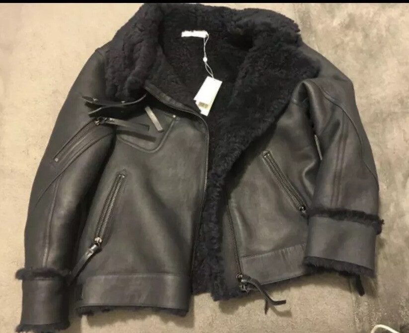NWT Tory Burch Leather Coat Navy Med