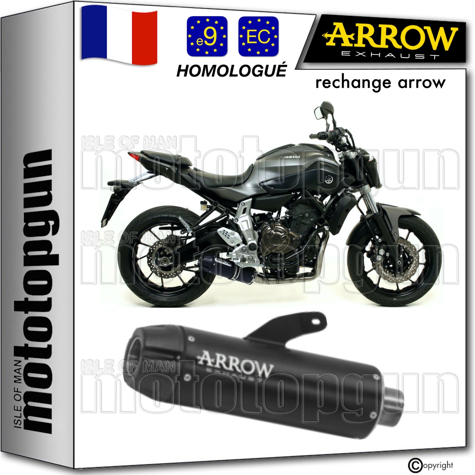 Ligne echappement Jet-Race Arrow carbone et noir pour Yamaha MT 07 2017