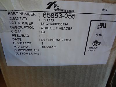 FCI Part #65863-055, QUICKIE II HEADER, Date Code 00+, 15 Pieces