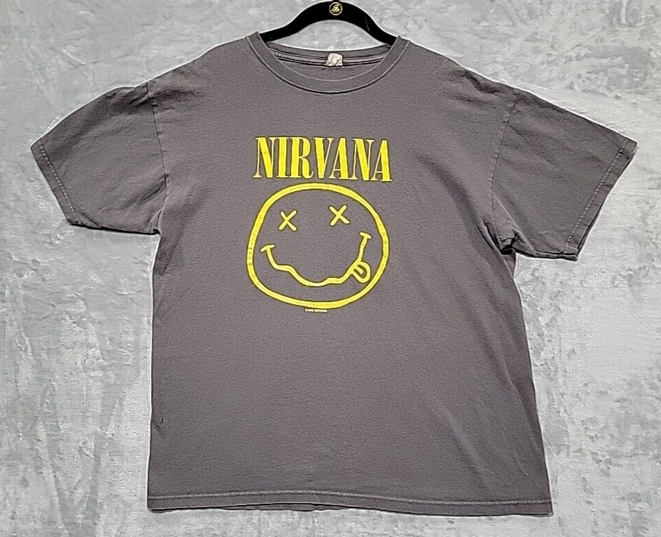 Original Vintage Nirvana 1992 Smiley Grey Anvil T-shirt Size Original Vintage Nirvana 1992 Smiley Grey Anvil T-shirt Size
