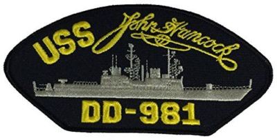 USS JOHN HANCOCK DD-981 PATCH USN NAVY SHIP SPRUANCE CLASS DESTROYER SIGNATURE