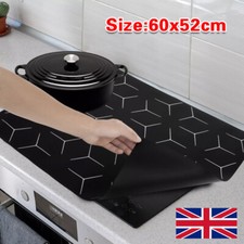 60x52cm Heat Resistant Glass Stove Cover Electric Induction Hob Protector Mat UK