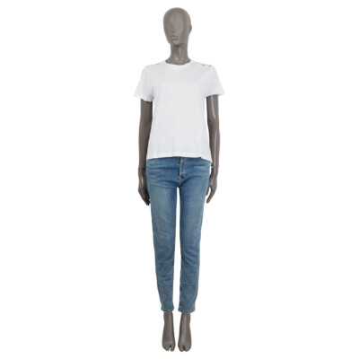 65116 auth VALENTINO white cotton LACE BACK T-Shirt Shirt M | eBay