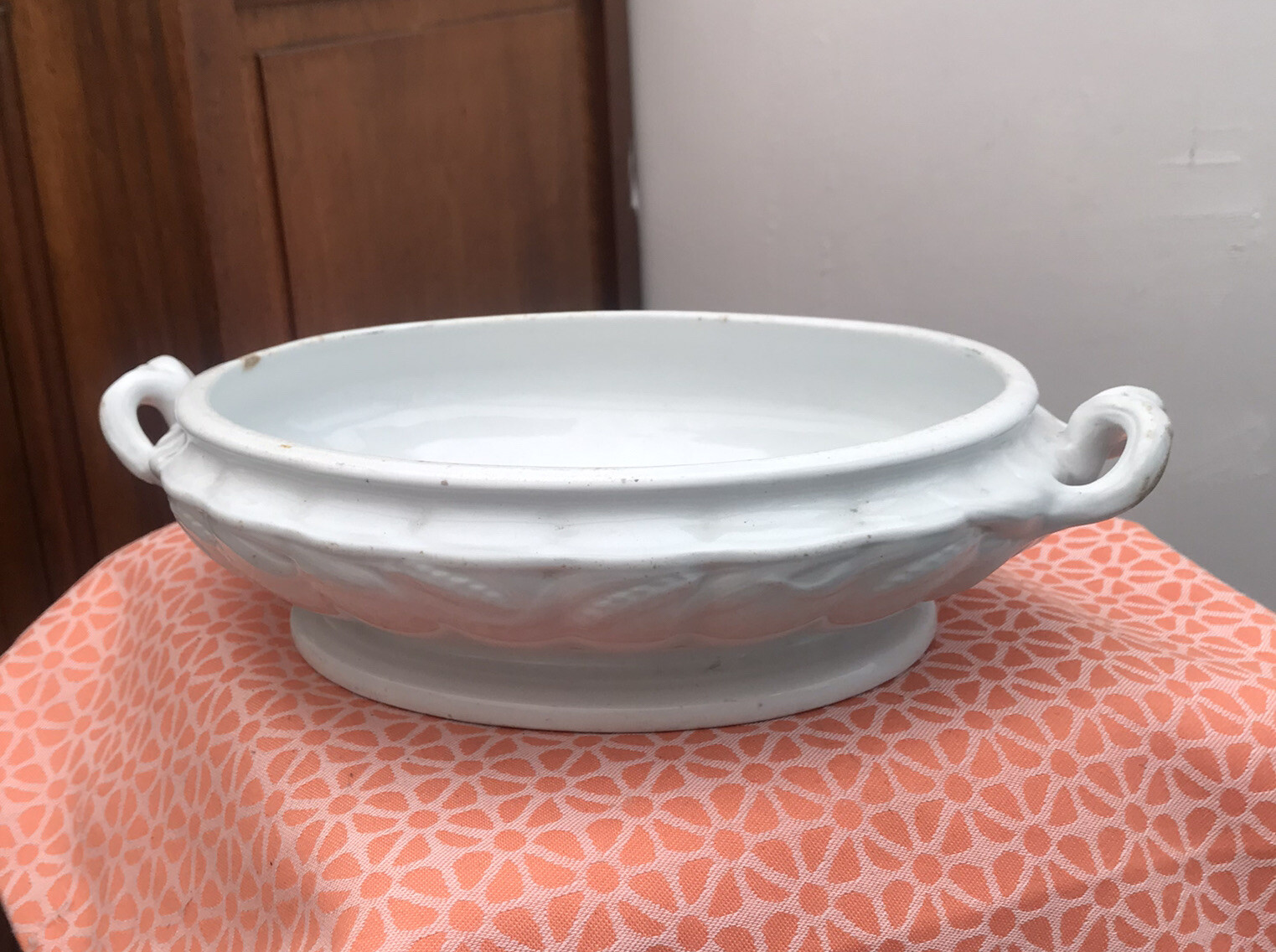 Antique French Ironstone Jardiniere Planter Table Vase Footed White