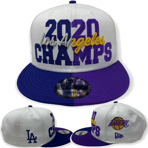 Los Angeles Lakers Dodgers Men's New Era 9FIFTY 2020 Dual Champions Snapback Hat - Picture 1 of 9