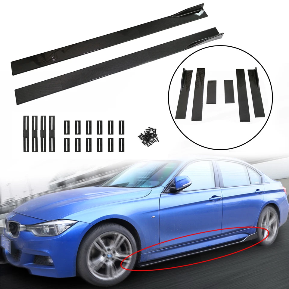 86.6" Universal Side Skirt Extensions Rocker Panel Splitters Lip Carbon Fiber - Image 2 of 4