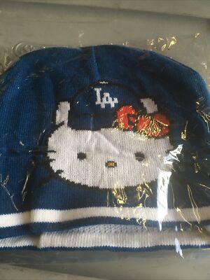 Official Hello Kitty Dodgers knit beanie 2021 Dodgers Hello Kitty Night Knit Cap Beanie Special  main image 4