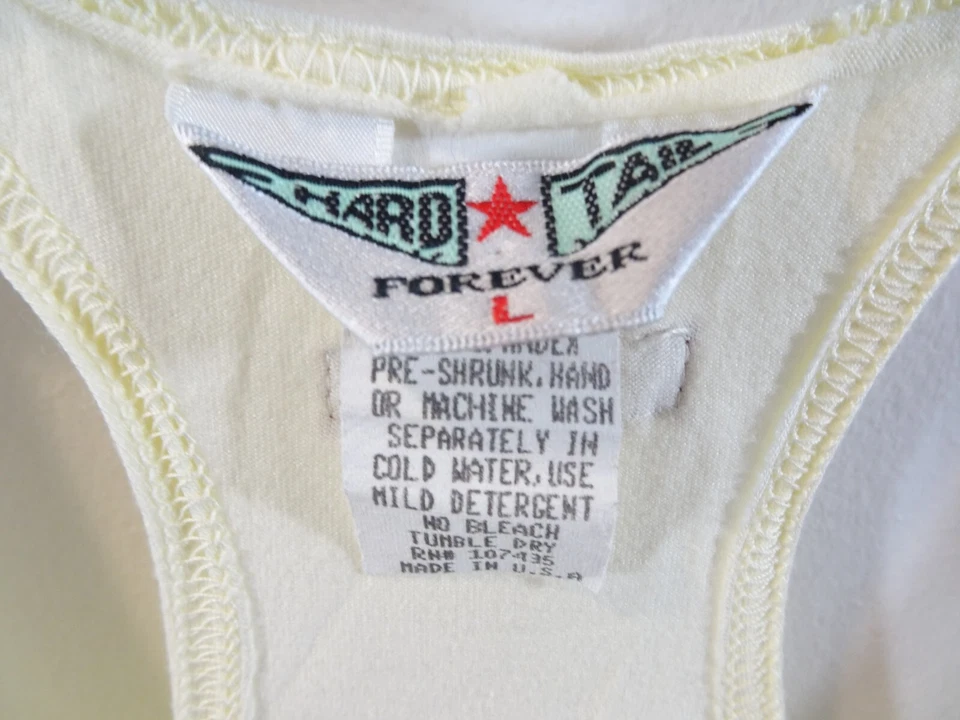 Camiseta sin mangas Hard Tail Forever Racerback para mujer talla L blanco roto vintage hecha en Y2K en EE. UU. Foto 4 de 4