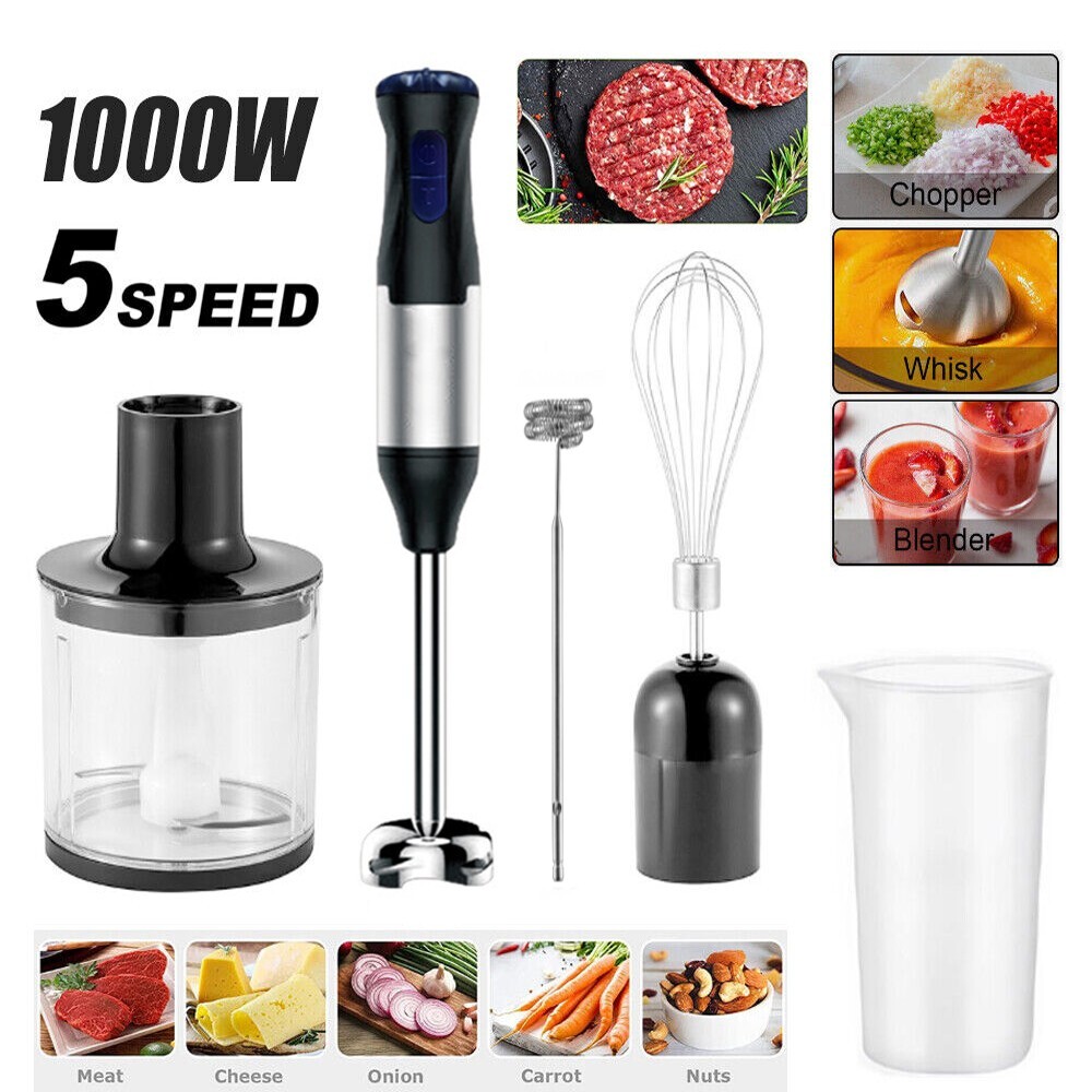 5-in-1 Hand Immersion Blender 1000w Entire Stainless Steel Blender