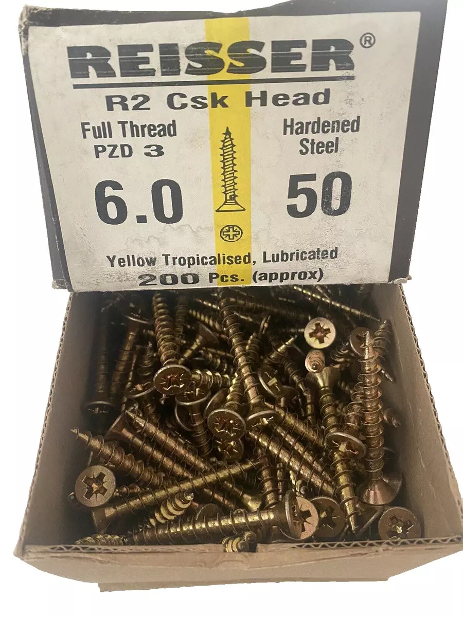 Reisser R2 CSK 6.0 x 50mm Yellow Zinc Wood Screws 2 Packs of 200