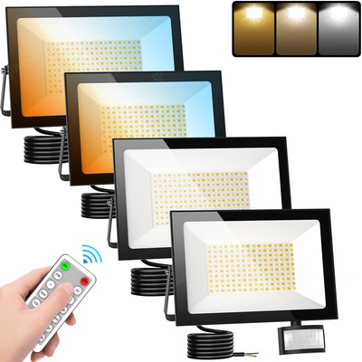 LED Fluter Strahler Außen mit Bewegungsmelder&Fernbedienung Scheinwerfer Dimmbar