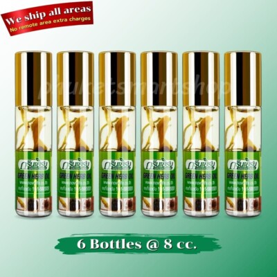 Thai Green Herb Oil Balm Balsam Ginseng Headache Stuffy Nose Relief 8 cc x 6