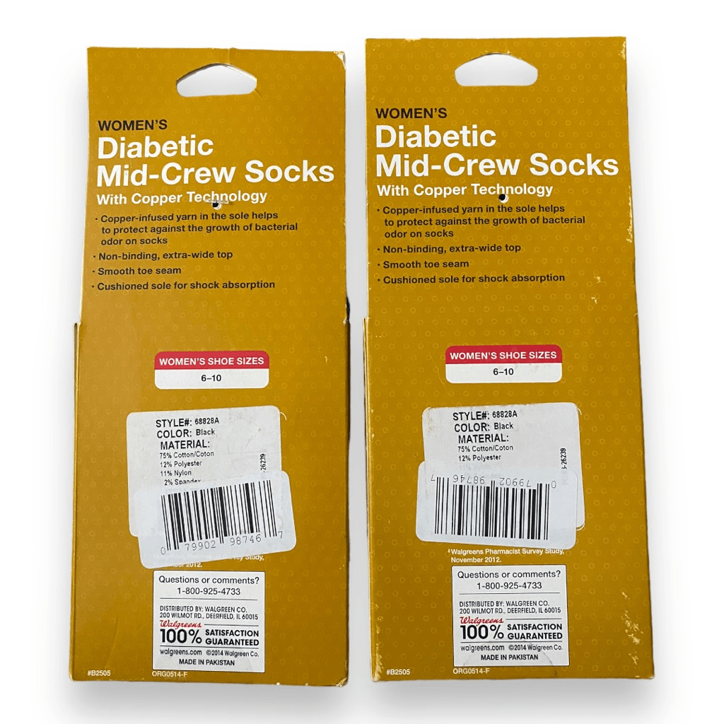 はと Walgreens Womens Black Diabetic Socks fits Shoes sizes 6-10 Lot of